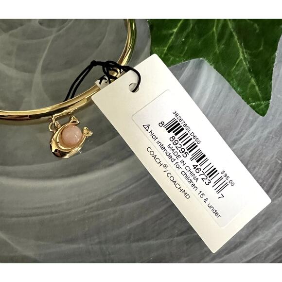 Mother’s Day Special! NWT Coach charm gold hinge bangle bracelet size S - Picture 3 of 4
